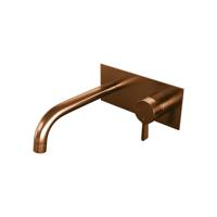 Inbouw Wastafelmengkraan Brauer Copper Edition Coldstart Gebogen Uitloop Halfronde Hendel Rechts Geborsteld Koper PVD Met Afdekplaat Brauer - thumbnail
