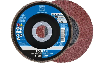 PFERD TOOLS 67748115 A Psf Steelox Lamellenschijf Diameter 115 mm Boordiameter 22.23 mm Korrelgrootte (num) 80 10 stuk(s)