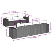 8-delige Loungeset met kussens poly rattan beige - thumbnail