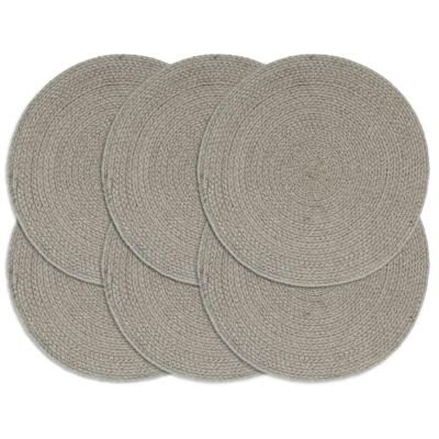 Placemats 6 st rond 38 cm katoen effen grijs