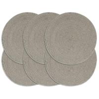 Placemats 6 st rond 38 cm katoen effen grijs - thumbnail