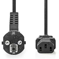 Nedis Stroomkabel | Type F (CEE 7/7) Male | IEC-320-C13 | Gehoekt | Recht | Vernikkeld | 2.00 m | Rond | PVC | Zwart | Label - CEGL10015BK20 - thumbnail