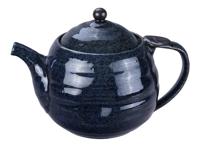 Handgemaakte Theepot met Roestvrij Stalen Zeef - Donkerblauw - thumbnail