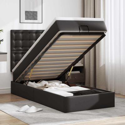 Ottomaanse bed met matras 90x200cm kunstleer zwart