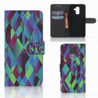 Samsung Galaxy A6 Plus 2018 Book Case Abstract Green Blue - thumbnail