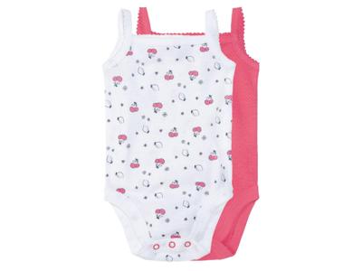lupilu 2 baby rompers (Roze/wit, 50/56)