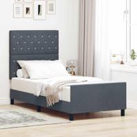 Bedframe met hoofdeinde Donkergrijs 100 x 200 cm Fluweel - thumbnail
