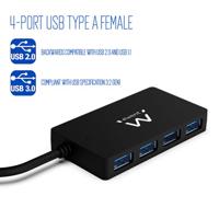 Hub USB Ewent EW1136 4 x USB 3.0 Zwart - thumbnail