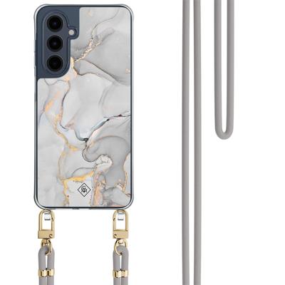 Samsung Galaxy A16 hoesje met grijs koord - Marmer grijs
