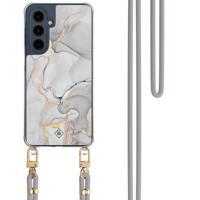 Samsung Galaxy A16 hoesje met grijs koord - Marmer grijs - thumbnail