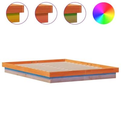 Bedframe met LED massief grenenhout wasbruin 150x200 cm Bedframe met LED massief grenenhout wasbruin 150x200 cm