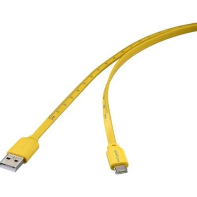 Renkforce RF-6721076 USB-kabel USB 2.0 USB-C stekker, USB-A stekker 1.00 m Geel Met meetlint-opdruk (metrisch)