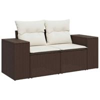 11-delige Loungeset met kussens poly rattan bruin - thumbnail