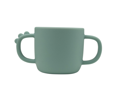 Beker met 2 handvaten DONE BY DEER Peekaboo Krokodil in silicone blauw