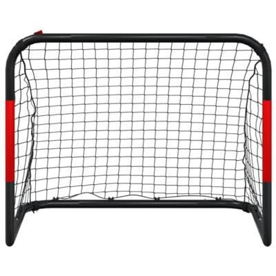VidaXL Voetbaldoel met net 90x48x71 cm staal rood en zwart VidaXL Voetbaldoel met net 90x48x71 cm staal rood en zwart