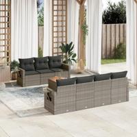 8-delige Loungeset met kussens poly rattan grijs - thumbnail