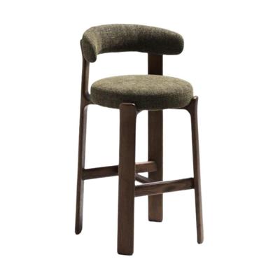 Kave Home Granite barkruk H75 chenille Groen/walnoot