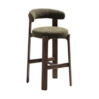 Kave Home Granite barkruk H75 chenille Groen/walnoot - thumbnail