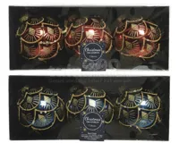 Kerstbal Glas Ø8cm Glitter Rood/Blauw Assorti 1st - thumbnail