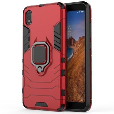 PC + TPU schokbestendige beschermende case voor Xiaomi Redmi 7A met magnetische ring houder (rood)