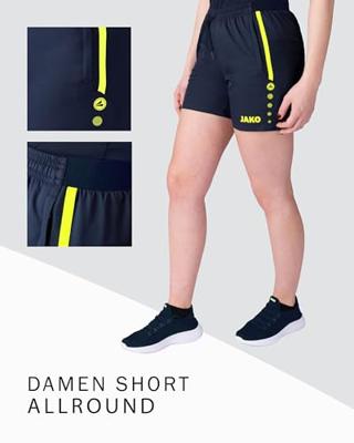 JAKO 6289D Short Allround Dames - Marine/Fluogeel - 34