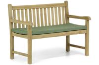 Garden Collections Preston tuinbank teak 120 cm incl. kussen forest green - thumbnail