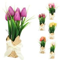 Kunstbloemen tulpen in cadeauverpakking 23 cm 6 assorti | 36 stuks - thumbnail