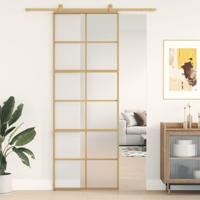 VidaXL Schuifdeur 76x205 cm mat esg-glas en aluminium goudkleurig - thumbnail