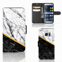 Samsung Galaxy S7 | Bookcase | Marmer Wit Zwart - Origineel Cadeau Man - thumbnail