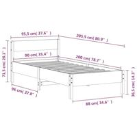 Bedframe met hoofdbord massief grenenhout wasbruin 90x200 cm - thumbnail