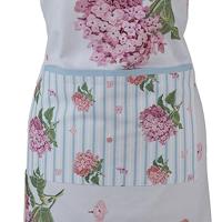 Clayre & Eef Keukenschort 70x85 cm Blauw Roze Katoen Hortensia - thumbnail