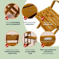 Tuinset 3-delig acaciahout FSC gecertificeerd opvouwbaar - thumbnail