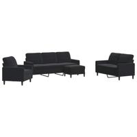 4-delige Loungeset met kussens en bolsters fluweel zwart - thumbnail