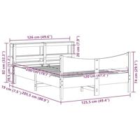 Bedframe met hoofdbord massief grenenhout wit 120x200 cm - thumbnail