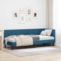 Hoekbedframe met hoofdeinde Blauw 80 x 200 cm Fluweel - thumbnail