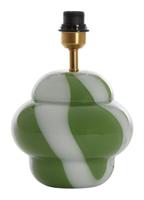 Light & Living Tafellamp 'Ylien' Glas, kleur Groen/Wit (excl. kap) - thumbnail