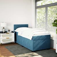 Boxspring met matras fluweel donkerblauw 90x190 cm - thumbnail