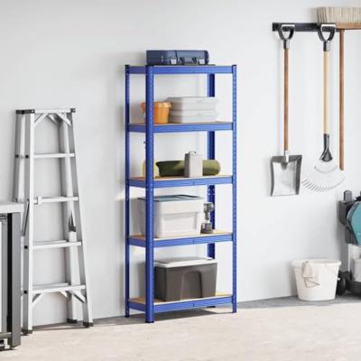 VidaXL Opbergrek 5-laags staal & bewerkt hout blauw - thumbnail