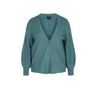 Zizzi fijngebreid vest CAELLA petrol - thumbnail