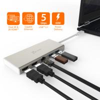j5create USB-C Dual HDMI Hub - Type C Docking Station met 2X HDMI, 2X USB 3.0, Ethernet, PD 60W pass-through opladen voor Laptop & PC (JCD381) - thumbnail