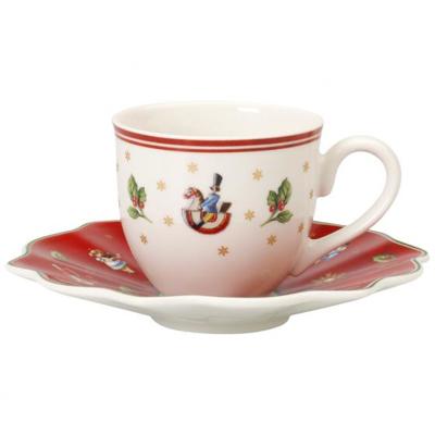 Villeroy & Boch Toy's Delight Espressokop 0.2l wit met schotel rood