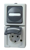 Kopp 130856009 BlueElectric Compleet Schakel-/stopcontact combinatie spatwaterdicht Grijs 1 stuks 1 stuk(s) - thumbnail
