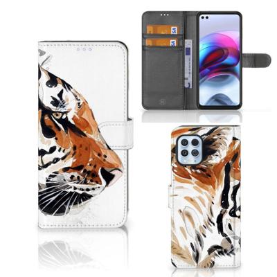 Hoesje Motorola Moto G100 Watercolor Tiger Hoesje Motorola Moto G100 Watercolor Tiger