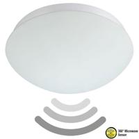 LED Plafondlamp met Bewegingssensor - 360° Sensor - E27 Fitting - Opbouw - Ovaal - Mat Wit - Glas - thumbnail