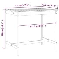 Tuintafel 121x82,5x110 cm massief grenenhout wit - thumbnail