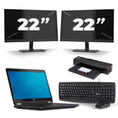 Dell Latitude E5250 - Intel Core i5-5e Generatie - 12 inch - 8GB RAM - 256GB SSD - Windows 11 + 2x 22 inch Monitor