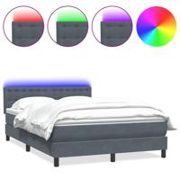 Boxspring met matras en LED fluweel donkergrijs 140x210 cm - thumbnail
