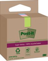 Post-it Super Sticky Notes Recycled, 70 vel, ft 47,6 x 47,6 mm, assorti, pak van 3 blokken - thumbnail