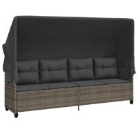 5-delige Loungeset met kussens poly rattan grijs - thumbnail