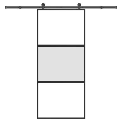Schuifdeur met beslag 90x205 cm gehard glas en aluminium